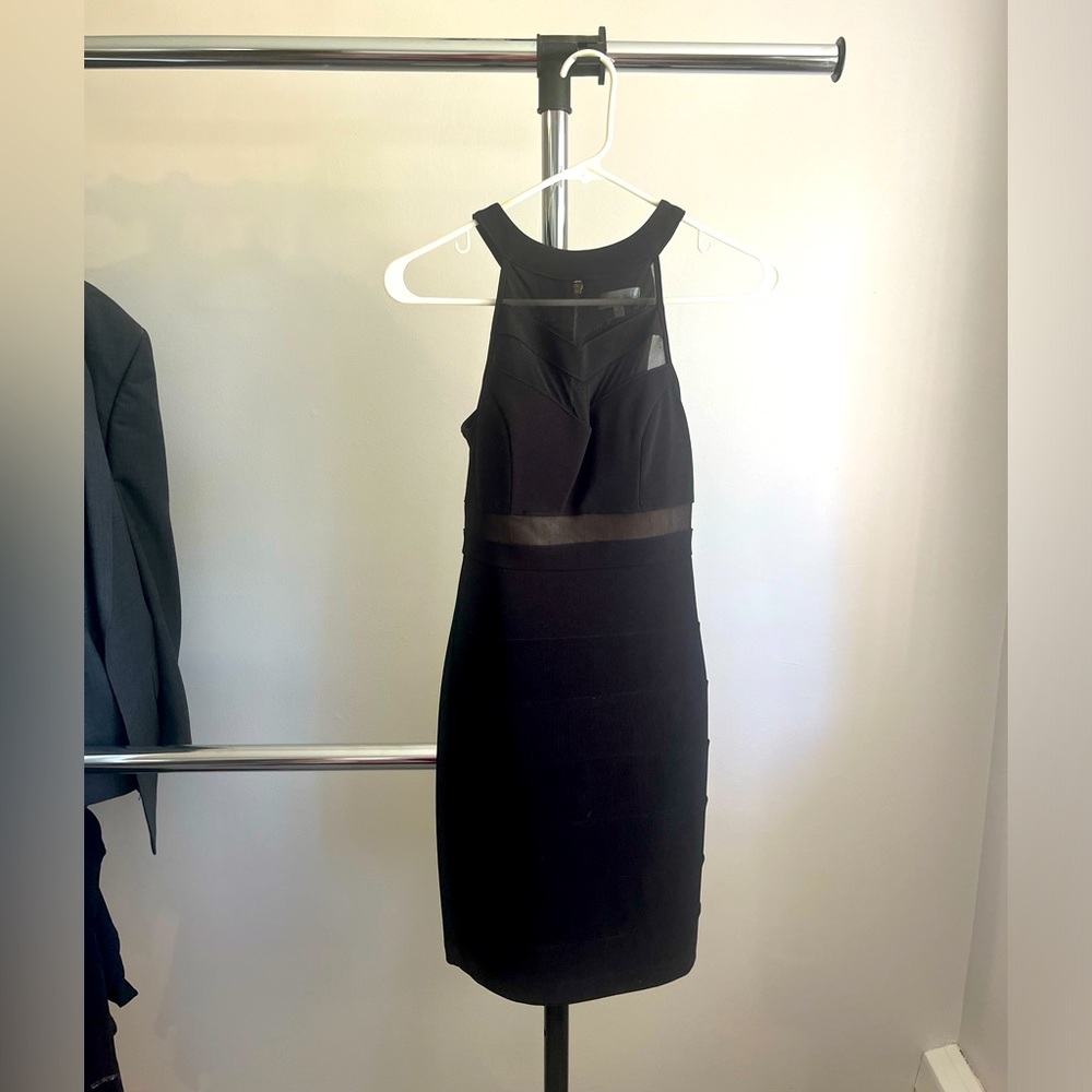 Black dress with mesh detail